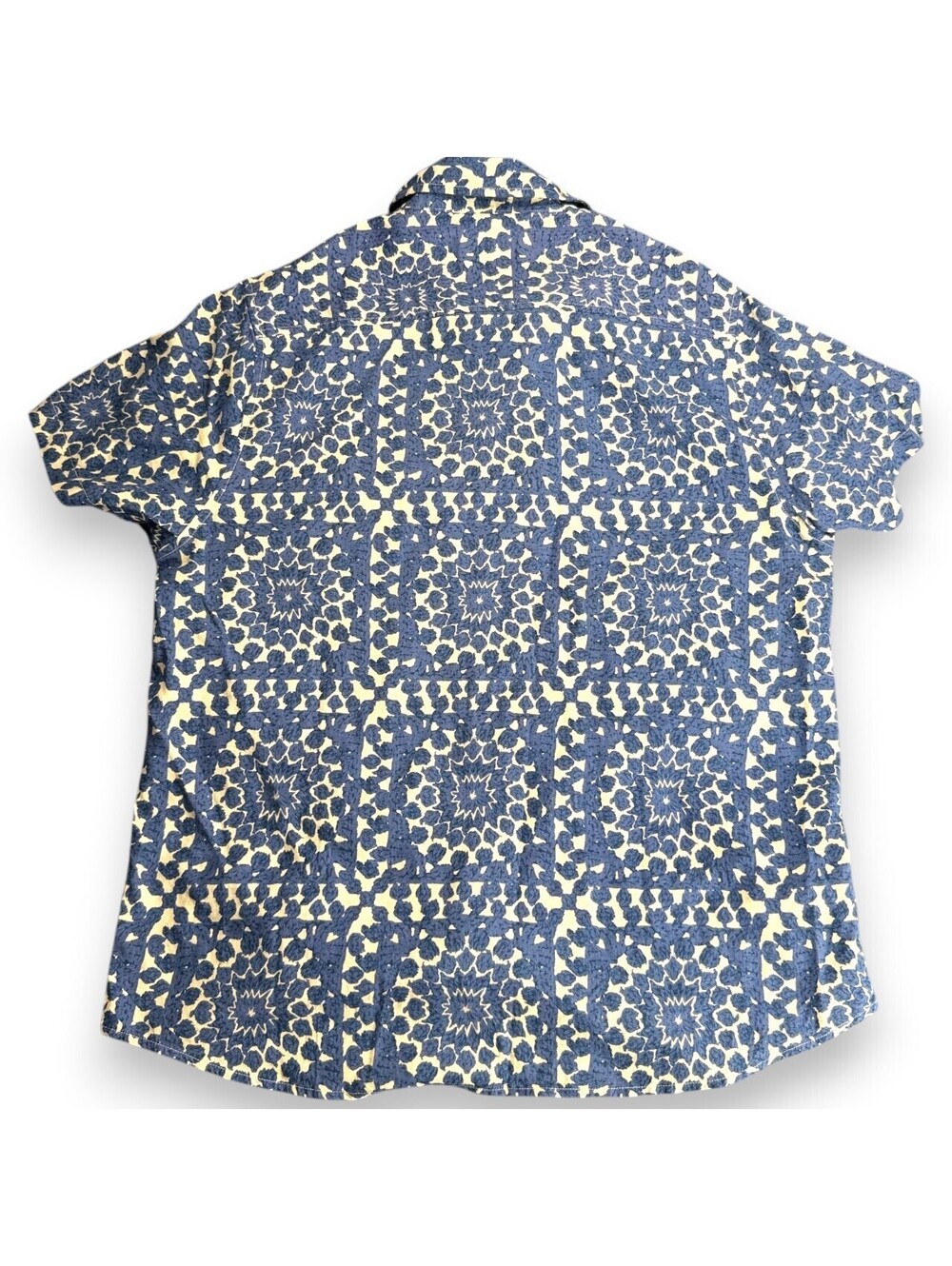 π Lucky Brand Blue Floral Hawaiian Short Sleeve Shirt Small - Picture 3 of 9